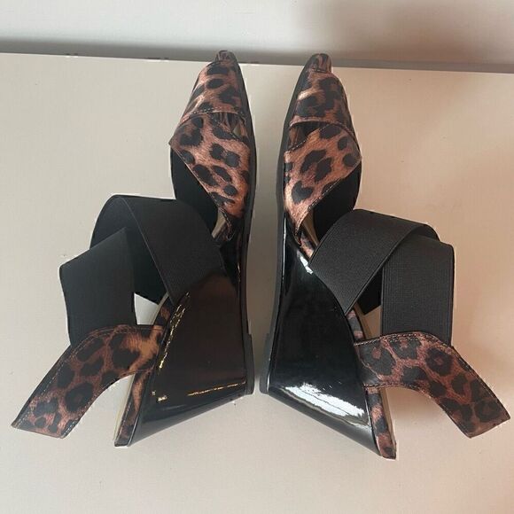 Predictions Wedge Sandal Leopard Print Stretchy Strap Black Size 7 Wide Fit NEW - Picture 7 of 9